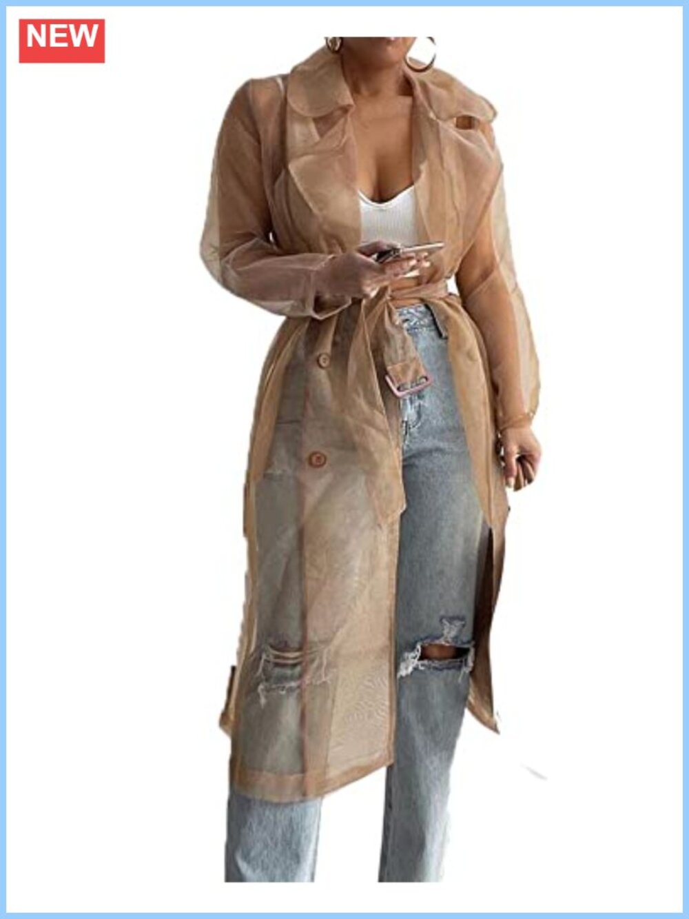 Sheer Mesh Long Sleeve Button Down Lightweight Jacket